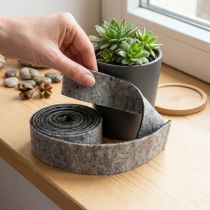 Artikel Wollfilzband Topfband 75 mm x 5 m, Grau-Schwarz für Floristik und Dekoration