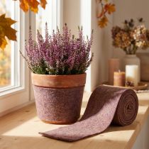 Artikel Zweifarbiges Wollfilzband aus 100 % Wolle, 150 mm x 5 m, Lila und Hellbraun als Topfband