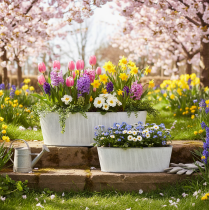 Artikel Elegante ovale Metallschalen Weiß Silber Set 32,5cm/37cm Deko