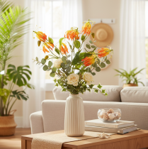 Artikel Kunstblume Gloriosa orange mit 3 Blüten pro Stiel 80 cm 3er Set