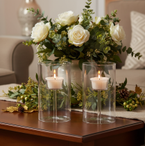Artikel Kerzenglas Windlicht mit Teelichteinsatz 15cm Transparent 2er-Set