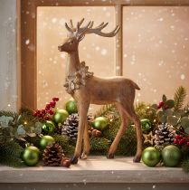 Artikel Dekofigur Hirsch Polyresin 28cm Braun mit Gold- und Silberakzenten