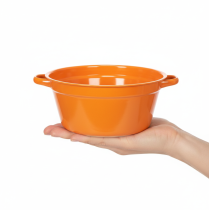 Artikel Pflanzschalen Set 25cm aus Blech mit Henkel in Rosa, Orange und Grün für Frühlingsdekoration