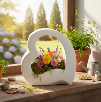 Artikel Dekoherz zum Bepflanzen, offene Herzform, 19 cm, weiß
