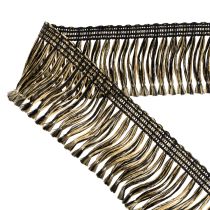Artikel Fransenborte Schwarz Gold 4cm x 25m - Ideal für Kranzdeko, Trauerband & Vintage Accessoires