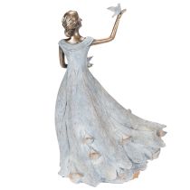 Artikel Elegante Dekofigur Frau mit Vogel aus Polyresin, 41 cm hoch, Kupferfarben mit Vintage-Finish