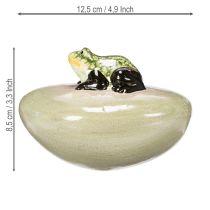 Artikel Deko-Frosch auf Stein aus wetterfester Keramik – 13 cm, 3er-Set für Garten und Innenbereich