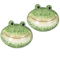 Artikel Deko Frosch Figur grün 11cm aus Keramik wetterfest im 2er Set für Garten und Zuhause