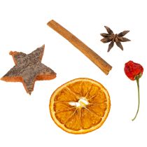 Artikel Getrocknete Orangenscheiben mit Zimt, Sternanis und Holzsternen – Perfekte Weihnachtsdeko 70g