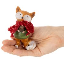 Artikel Dekofigur Fuchs mit Schal und Zapfen 10 cm 2er-Set Polyresin Orange/Grün