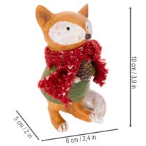 Artikel Dekofigur Fuchs mit Schal und Zapfen 10 cm 2er-Set Polyresin Orange/Grün