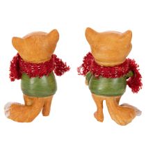 Artikel Dekofigur Fuchs mit Schal und Zapfen 10 cm 2er-Set Polyresin Orange/Grün