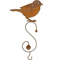 Deko-Vogel aus Metall, Futterhänger, Gartendeko Edelrost L38cm