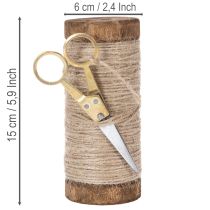 Artikel Garnspule mit Deko-Schere Ø6,5cm H15cm 2St Vintage-Stil