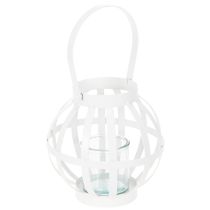 Artikel Gartenlaterne Metall Glas Windlicht zum Hängen Weiß Ø18,5cm