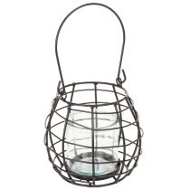 Artikel Gartenlaterne Schwarz Metall mit Windlicht Ø14cm H12,5cm