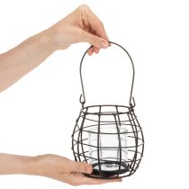 Artikel Gartenlaterne Schwarz Metall mit Windlicht Ø14cm H12,5cm