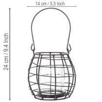 Artikel Gartenlaterne Schwarz Metall mit Windlicht Ø14cm H12,5cm