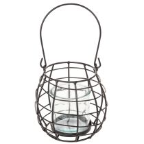 Artikel Gartenlaterne Schwarz Metall mit Windlicht Ø14cm H12,5cm