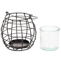 Artikel Gartenlaterne Schwarz Metall mit Windlicht Ø14cm H12,5cm