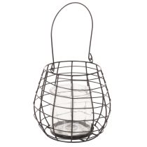 Artikel Gartenlaterne mit Glas Windlicht Schwarz Ø20cm H18,5cm