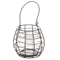 Artikel Gartenlaterne mit Henkel Schwarz Windlicht Glas Ø17cm H15cm