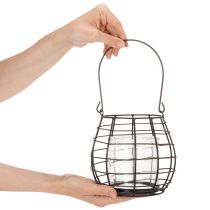 Artikel Gartenlaterne mit Henkel Schwarz Windlicht Glas Ø17cm H15cm