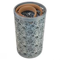 Artikel Gartenlaterne Metall Laterne Henkel Grau H30,5/25cm 2er-Set