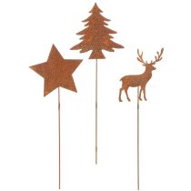 Artikel Gartenstecker Edelrost Hirsch Deko Stern Tanne H10/15cm 3St