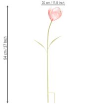 Artikel Metall-Gartenstecker Tulpe mit Glasblüte 94 cm für Beete und Balkondekoration