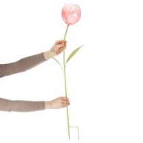 Artikel Metall-Gartenstecker Tulpe mit Glasblüte 94 cm für Beete und Balkondekoration