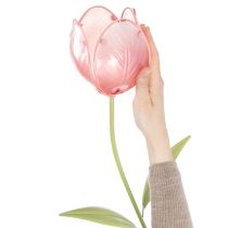 Artikel Metall-Gartenstecker Tulpe mit Glasblüte 94 cm für Beete und Balkondekoration