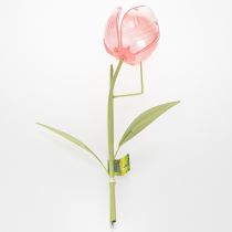 Artikel Metall-Gartenstecker Tulpe mit Glasblüte 94 cm für Beete und Balkondekoration
