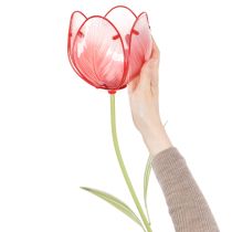 Artikel Gartenstecker Tulpe aus Glas in Rot – Dekoration für Garten und Balkon, 94 cm