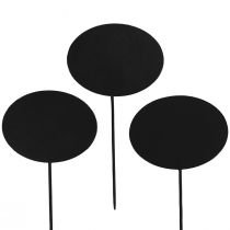 Gartenstecker Holz Holzschilder Oval Schwarz 19cm 12St