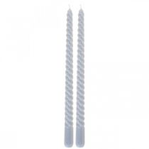 Gedrehte Kerzen Hellblau Spitzkerzen Ø2,2cm H30cm 2St