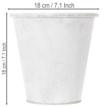 Artikel Gefäß mit Ornamenten, Pflanztopf, Metallübertopf Weiß Ø18,5cm H18cm