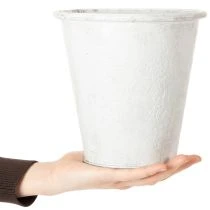 Artikel Gefäß mit Ornamenten, Pflanztopf, Metallübertopf Weiß Ø18,5cm H18cm