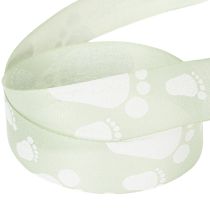 Artikel Geschenkband Baby Füße Deko Taufe Grün 25mm 16m