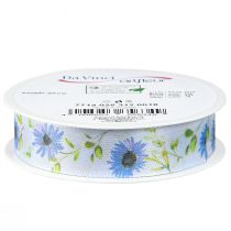 Artikel Geschenkband Blau Kornblumen Seidenband 25mm 18m Dekoband Floristik