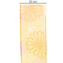 Artikel Geschenkband Blumen Organzaband Gelb Orange 25mm 18m
