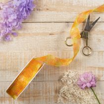 Artikel Geschenkband Blumen Organzaband Gelb Orange 25mm 18m