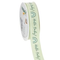 Artikel Geschenkband Hello Baby Dekoband Taufe Grün 25mm 16m
