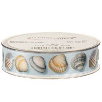 Artikel Geschenkband Maritime Deko Muscheln Blau 25mm 15m