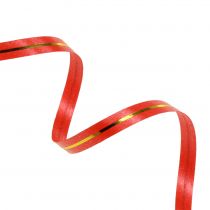 Geschenkband Rot mit Goldstreifen 4,8mm 250m
