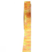 Artikel Geschenkband Blumen Organzaband Gelb Orange 25mm 18m