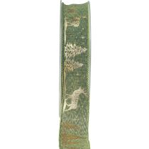 Geschenkband Grün Gold Weihnachtsband Hirsche 25mm 15m