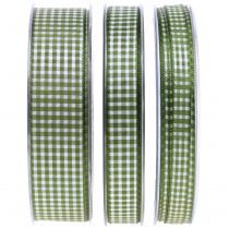 Geschenkband Karo Grün 8mm - 25mm 20m