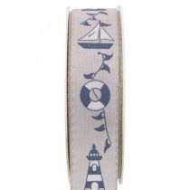 Artikel Geschenkband Maritime Deko Webband Blau, Grau 25mm 18m