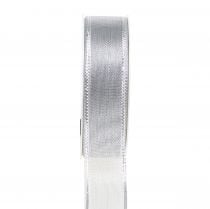 Geschenkband Silber Ringeleffekt 25mm 25m
